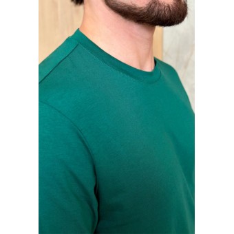 Футболка  мужская       из кулирки       зеленая  однотонная
