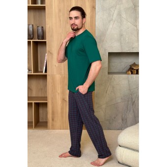 Футболка  мужская       из кулирки       зеленая  однотонная