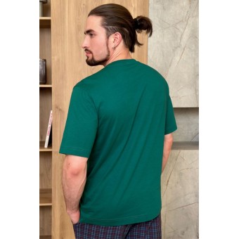 Футболка  мужская       из кулирки       зеленая  однотонная