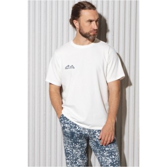 Футболка  мужская       трикотажная       белая  Принт   