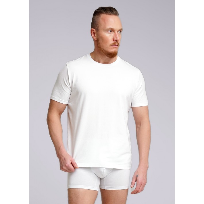 Футболка мужская трикотажная белая однотонная