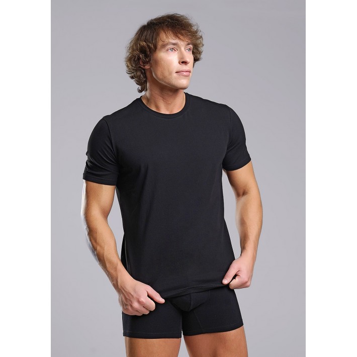 Футболка мужская трикотажная черная однотонная