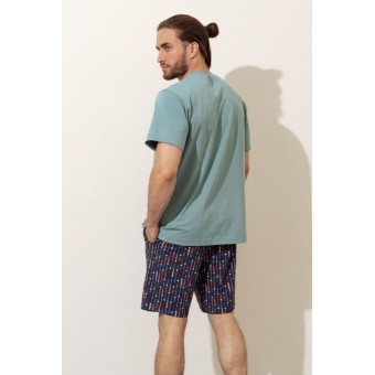 Футболка  мужская       из кулирки       зеленая  Принт Melado