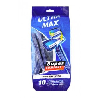 SHV01 Одноразовый бритвенный станок с 2умя лезвиями, 10 шт/уп SUPER comfort Синяя упаковка 48гр