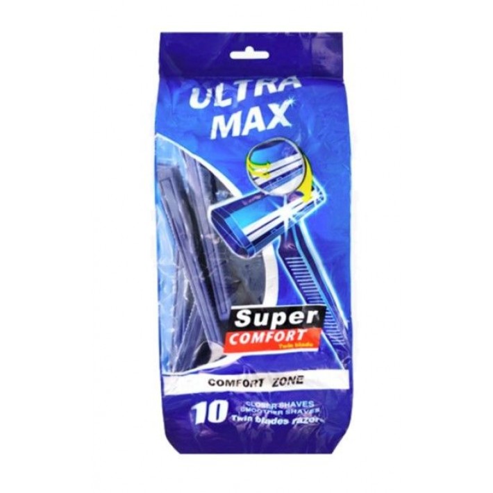 SHV01 Одноразовый бритвенный станок с 2умя лезвиями, 10 шт/уп SUPER comfort Синяя упаковка 48гр