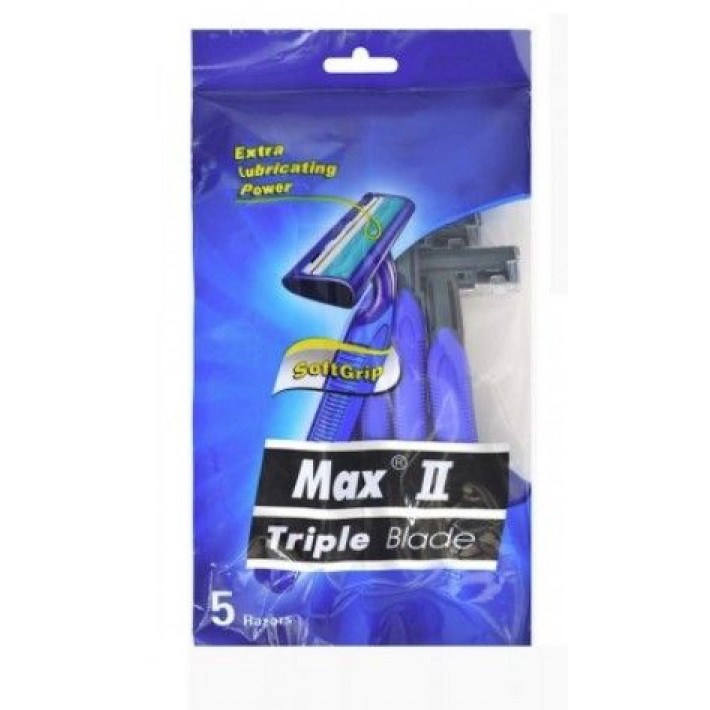 SHV08 Одноразовый бритвенный станок 2 лезвия, 5шт/уп MAX II Twin Blade Синяя упаковка 36гр