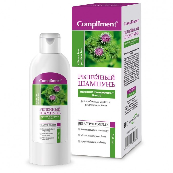 796029 Compliment Репейная серия Шампунь Репейный против выпадения волос 200 мл
