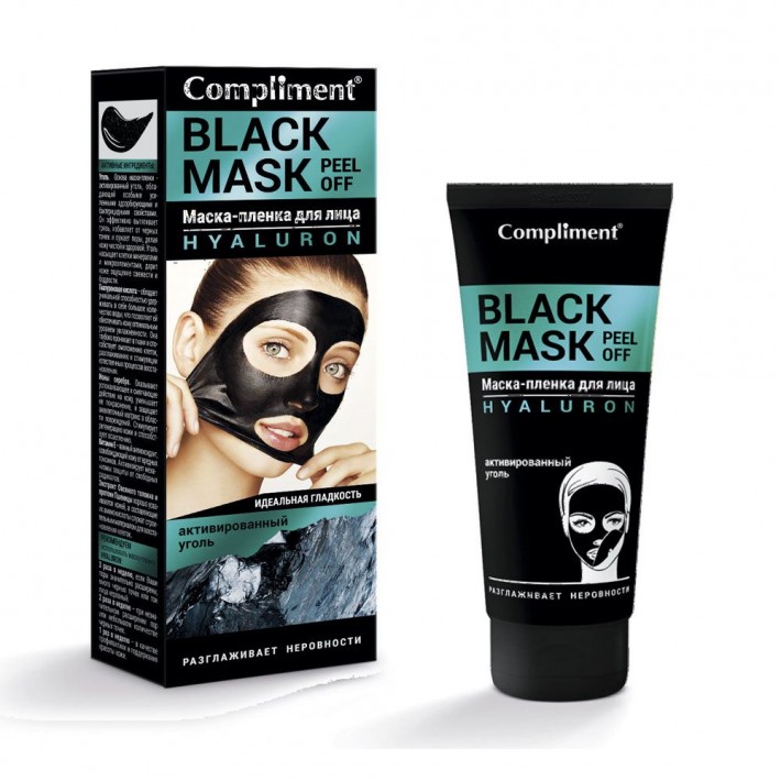 874514 Compliment BLACK MASK Маска-пленка для лица HYALURON, 80мл