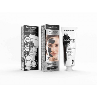 Compliment Black mask Моментальная экспресс-маска для лица ЧЕРНАЯ Детокс&Сияние, 80мл, 20 шт