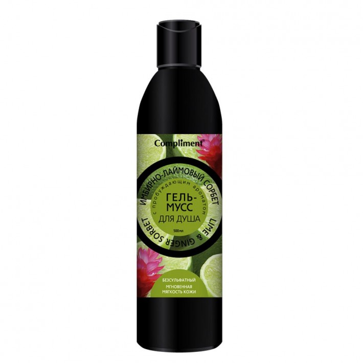 874323 Compliment Гель-мусс для душа Имбирно-лаймовый сорбет, 500мл