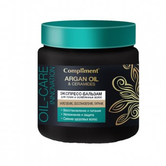 875252 Compliment ARGAN OIL & CERAMIDES Экспресс-бальзам для сухих и ослабленных волос, 500мл