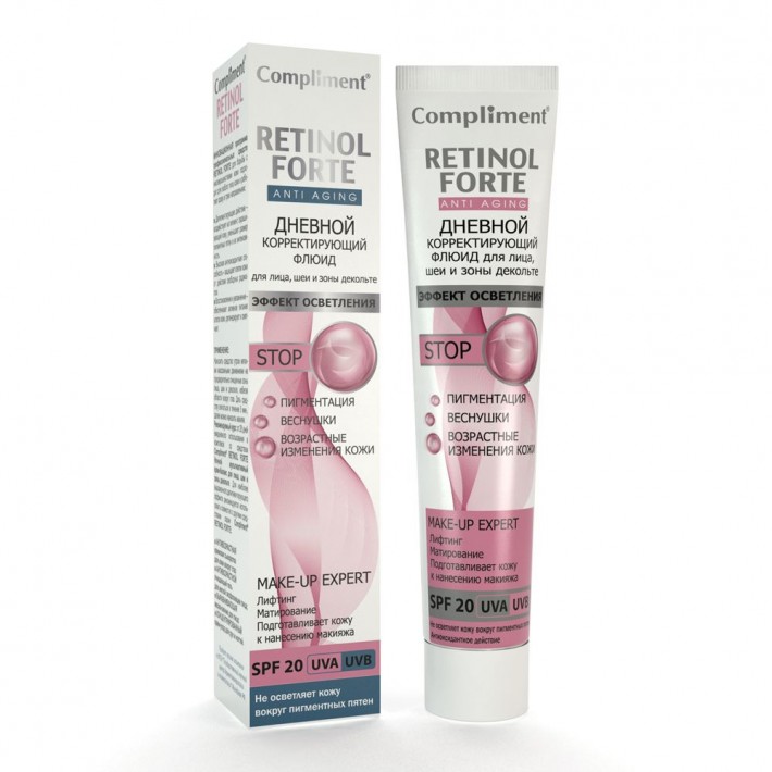 875146 Compliment RETINOL FORTE Дневной корректирующий флюид для лица, шеи и зоны декольте, 50мл