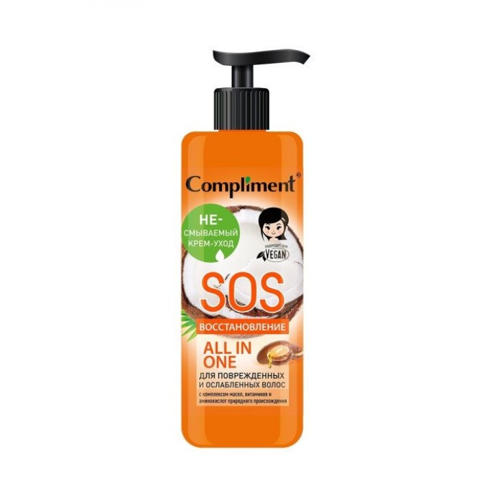 913577 Compliment несмываемый крем-уход для поврежденных и ослабленных волос SOS восстановление, 400 мл