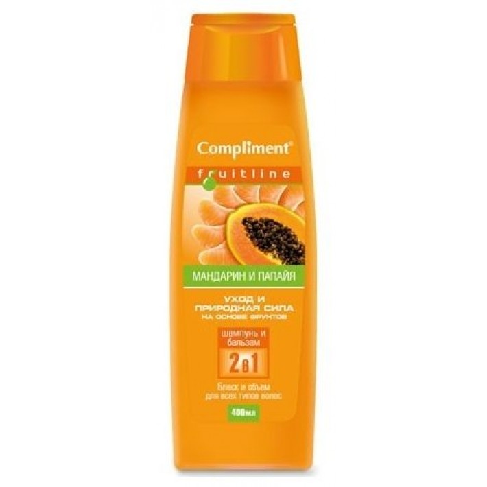 Compliment FruitLine Шамп+бальз 2в1 Мандарин/Папайя (блеск и объем) 400 мл