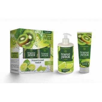 877287 Compliment Original JUICE ПН №1490 КИВИ - ЛАЙМ (Мыло-уход для рук 320мл+Бальзам для рук 100мл)