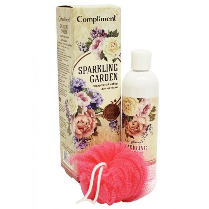 876419 Compliment SPARKLING GARDEN ПН №1361 (Гель для душа 250мл + мочалка)