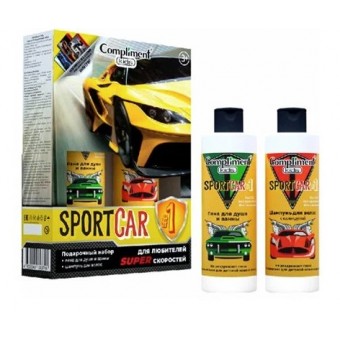 645151 Compliment kids ПН №1168 Sportcar #1 желтый (Пена для душа и ванны, 250мл+Шампунь для волос с календулой, 250мл+Магнит)