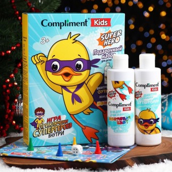 Compliment kids ПН №1907 Superhero c ароматом жвачки (пена д/душа 200 мл + шампунь д/волос 200 мл+игра)