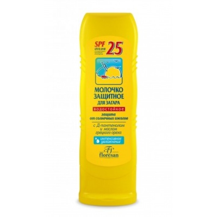 Ф-108. Молочко защитное для загара SPF 25. Водостойкое.