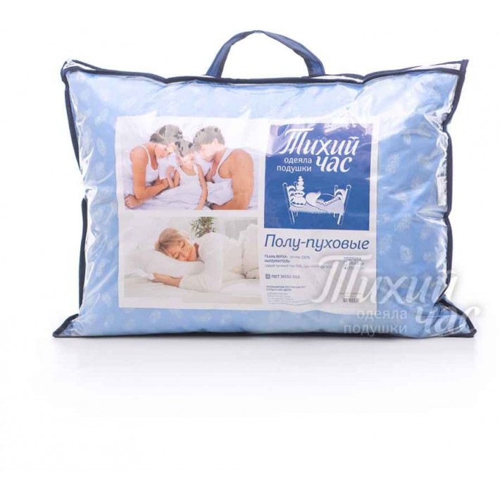 Подушка для сна 50х70 из тика пухоперовая смесь BELASHOFF