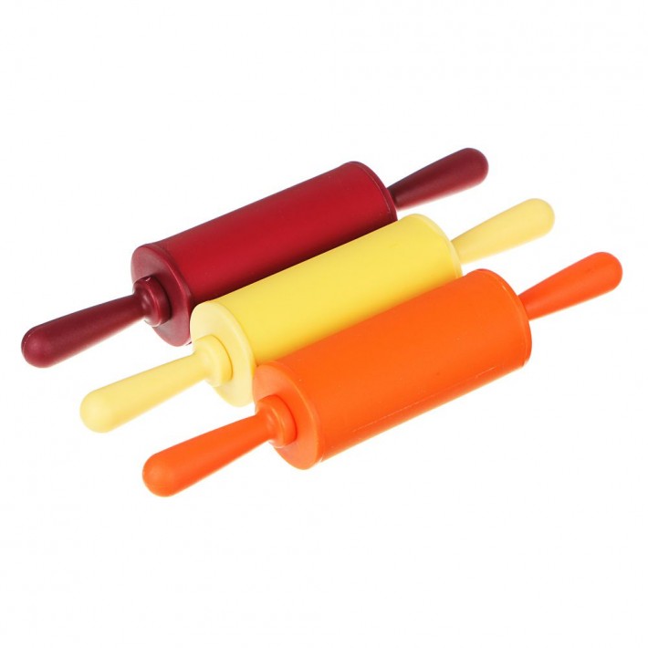891-324 Скалка мини, силикон, пластик, 23х4см, 3 цвета