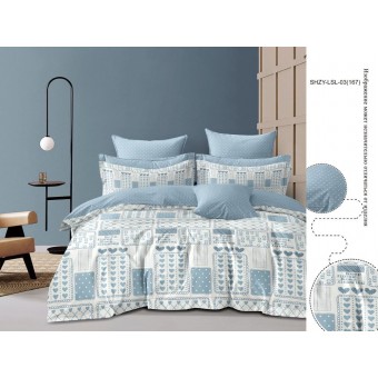 Пододеяльник      175х215  двуспальный из сатина       голубой  Сердечки Бояртекс  