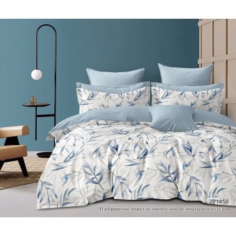 Пододеяльник      175х215  двуспальный из сатина       голубой  Веточки Бояртекс  