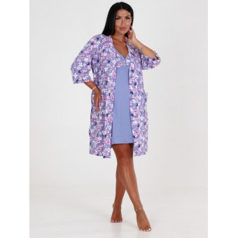 Гарнитур  женский       из кулирки   с запахом сорочка и халат