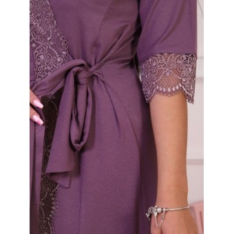 Гарнитур  женский       из вискозы   с запахом сорочка и халат   фиолетовый