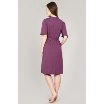 Гарнитур  женский       из вискозы   с запахом сорочка и халат   фиолетовый