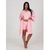 Гарнитур женский из вафли с запахом пижама и халат розовый однотонный