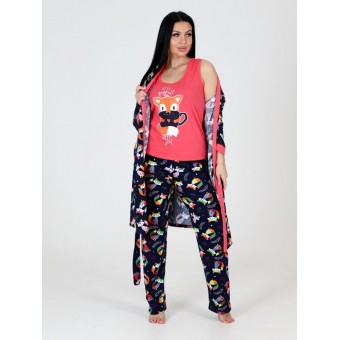 Гарнитур  женский       из кулирки   с запахом пижама и халат