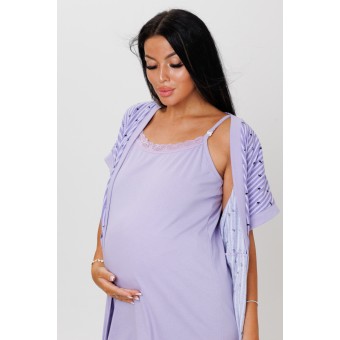 Гарнитур  женский       из кулирки   с запахом сорочка и халат   фиолетовый