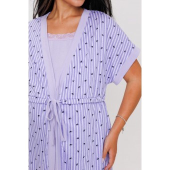 Гарнитур  женский       из кулирки   с запахом сорочка и халат   фиолетовый