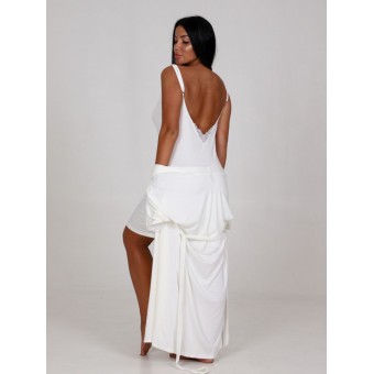 Гарнитур  женский       из вискозы   с запахом сорочка и халат   белый  однотонный