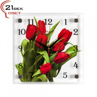 25*25 32 Часы Букет тюльпанов