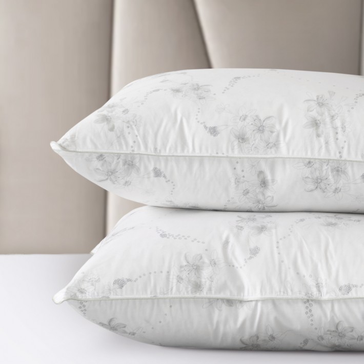 Подушка для сна 50х70 из тика пухоперовая смесь белая KARIGUZ