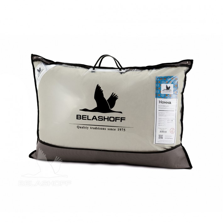 Подушка для сна 50х70 из сатина пух серая BELASHOFF