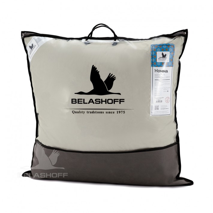 Подушка для сна 68х68 из сатина пух серая BELASHOFF
