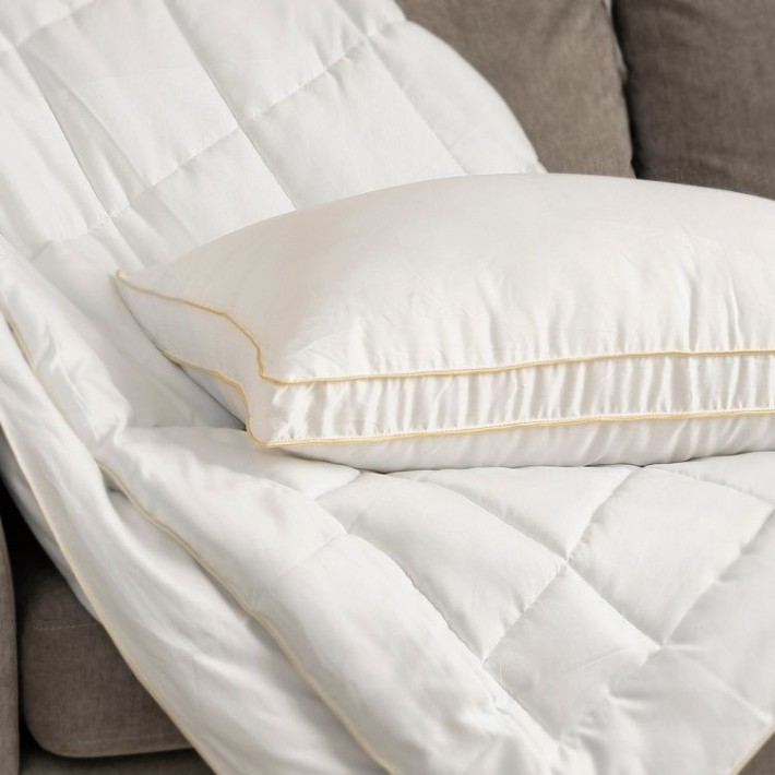 Подушка для сна 50х70 из микрофибры силиконизированное волокно белая KARIGUZ