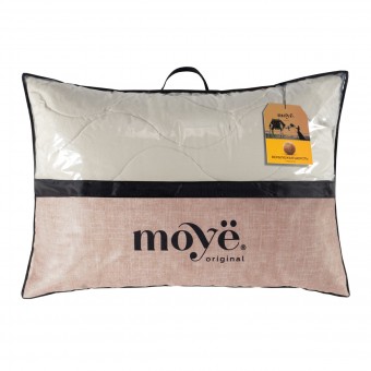 Подушка     для сна 50х70   из тика      шерсть верблюжья, силиконизированное волокно бежевая   MOYЁ HOME