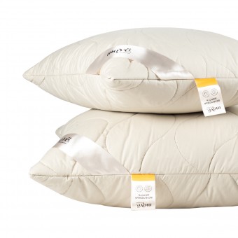 Подушка     для сна 70х70   из тика      шерсть верблюжья, силиконизированное волокно бежевая   MOYЁ HOME