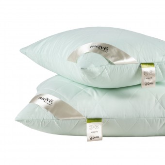 Подушка     для сна 50х70   из сатина      бамбук, силиконизированное волокно зеленая   MOYЁ HOME