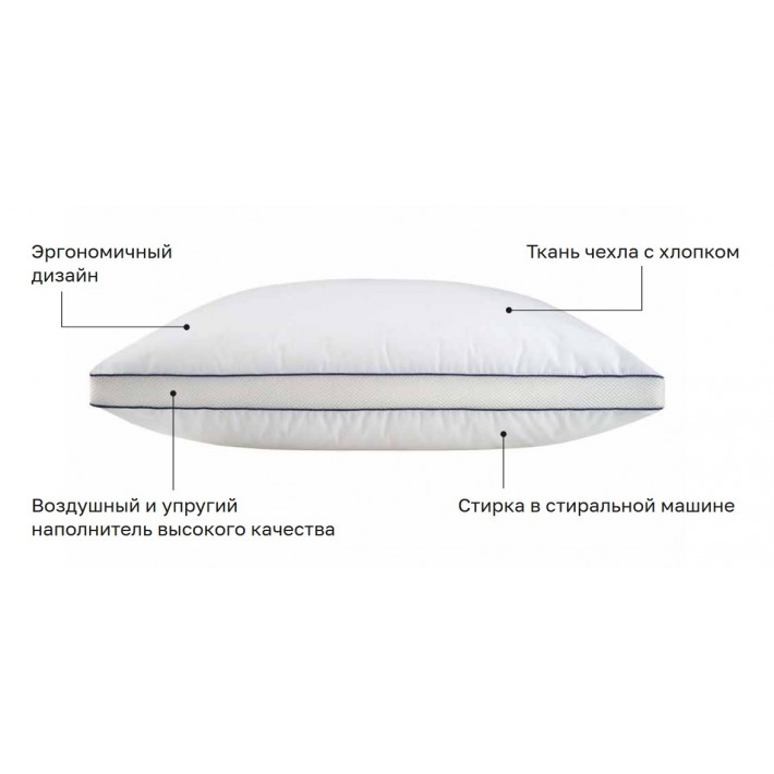 Подушка 45х65 из поликоттона силиконизированное волокно ИВШВЕЙСТАНДАРТ