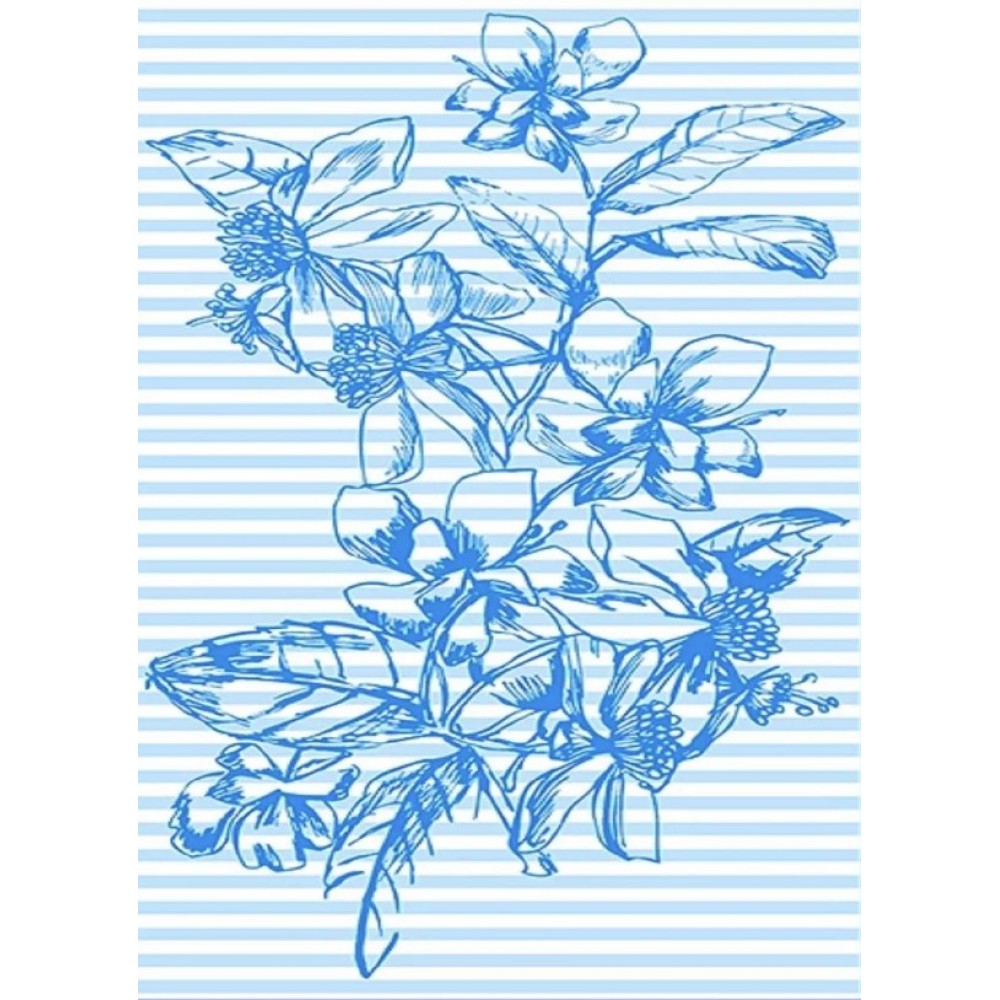 Полотенце рогожка Цветы (голуб.) 9594-1 35х60 (620816) в 