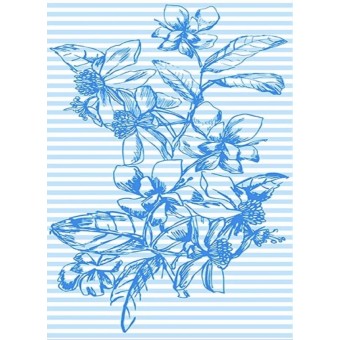 Полотенце рогожка Цветы (голуб.) 9594-1 35х60