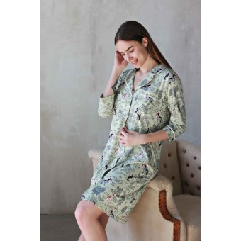 Халат  женский       трикотажный   на пуговицах  с рукавом 3/4