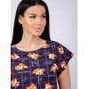 Туника женская из кулирки с коротким рукавом Темно-синий Животные