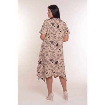 Туника  женская       из кулирки     с коротким рукавом  бежевая