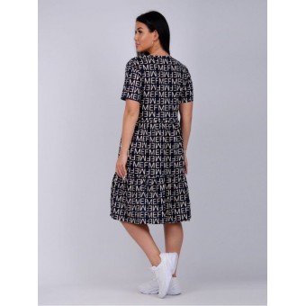 Платье  женское       из кулирки     с коротким рукавом  черное  Надписи   